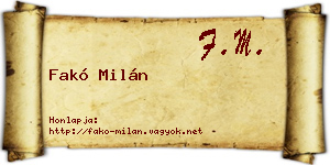 Fakó Milán névjegykártya